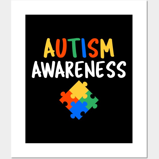 Cute Autism Awareness Colorful Puzzle Wall Art by theperfectpresents